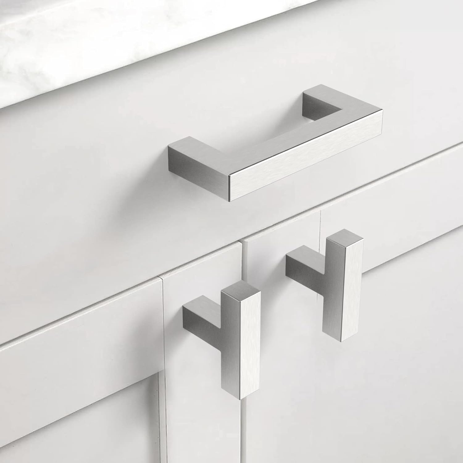 Asidrama 10 Pack 3 Inch(76mm) Brushed Satin Nickel Kitchen Cabinet Handles, Stainless Steel Cabinet Pulls Kitchen Cabinet Hardware for Cupboard Drawer Handles Dresser Pulls